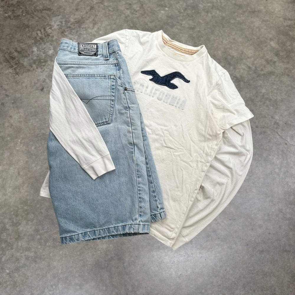 Hollister California Vintage Y2K Graphic Tee XL White‎ Seagull Applique Skater
